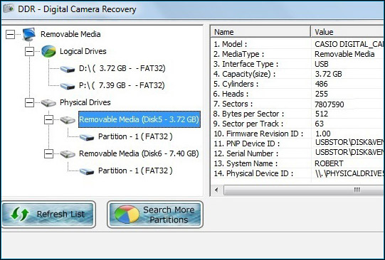 Screenshot of Canon Digital Camera Data Recovery