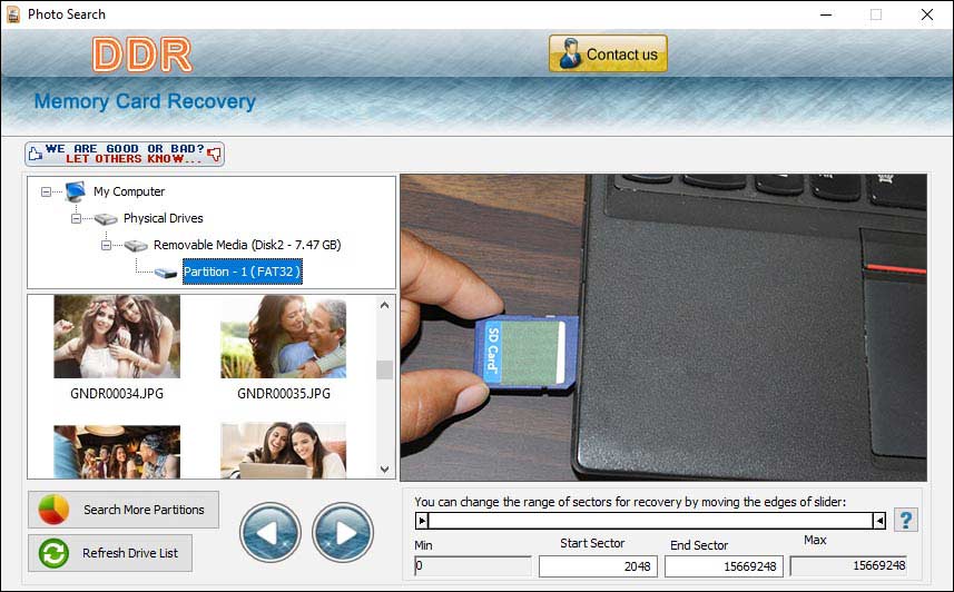 Screenshot of Memory Stick Files Salvage Tool
