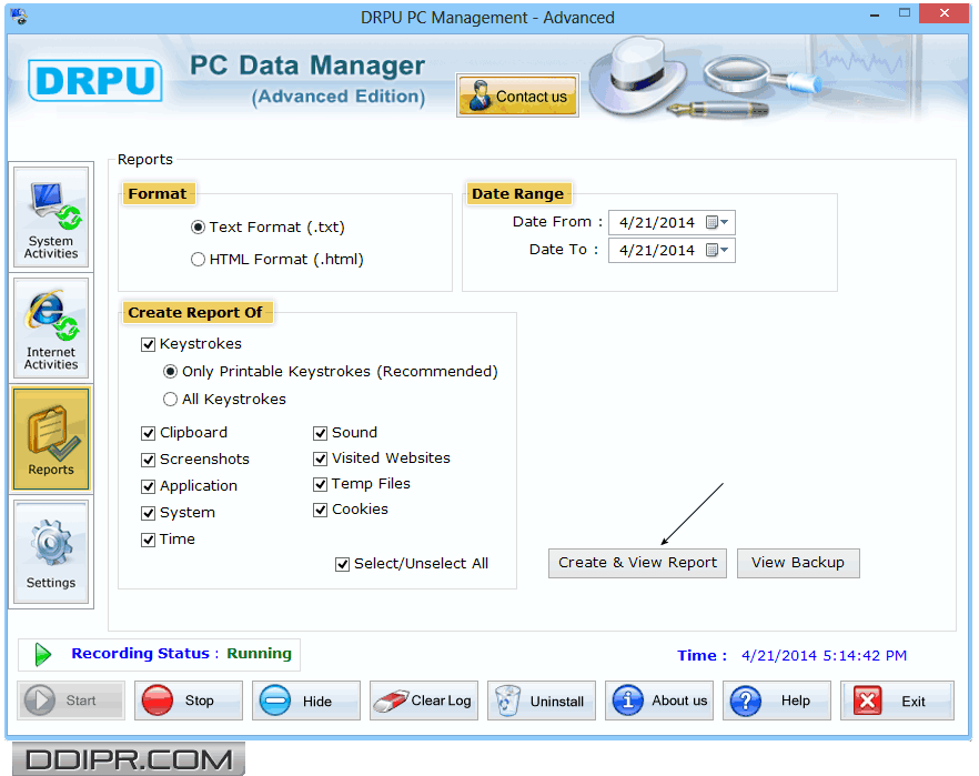 Create & Generate Report