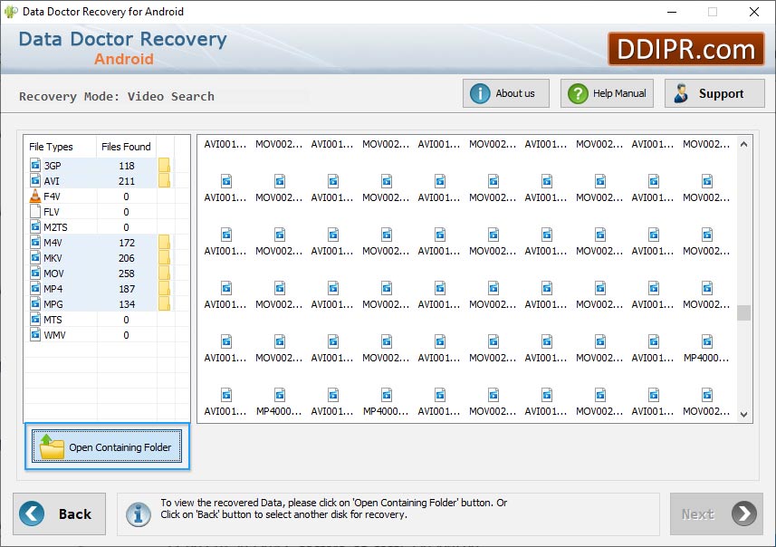 Open Containing Folder Recovered data files