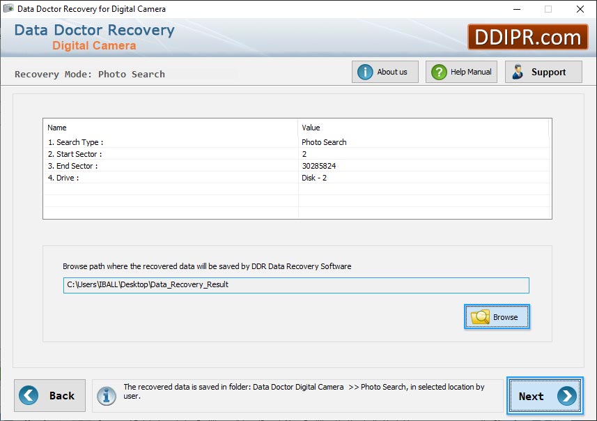 Data Search Method Camera picture recovery