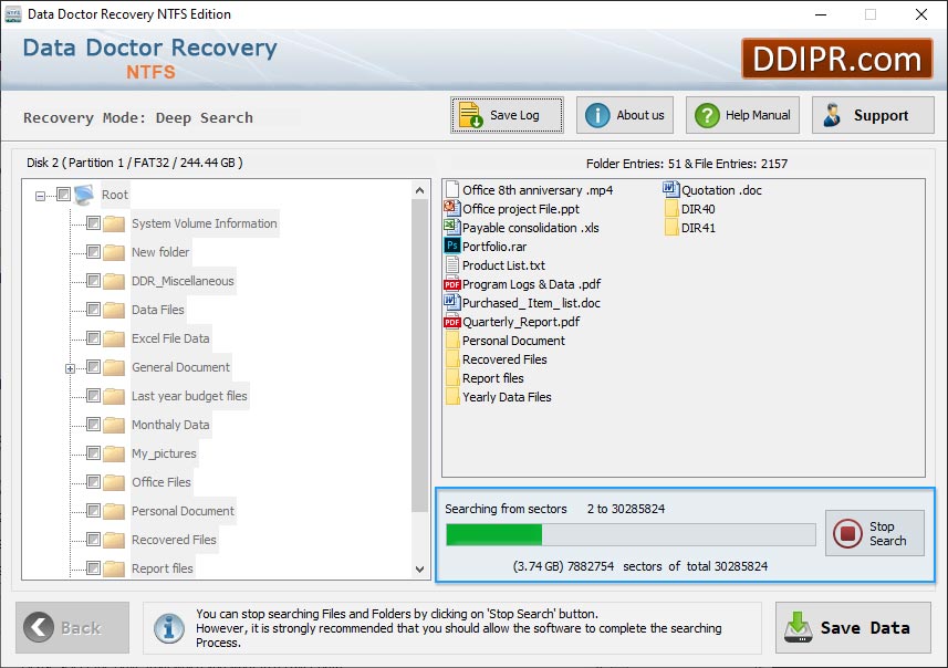 NTFS partition recovered data