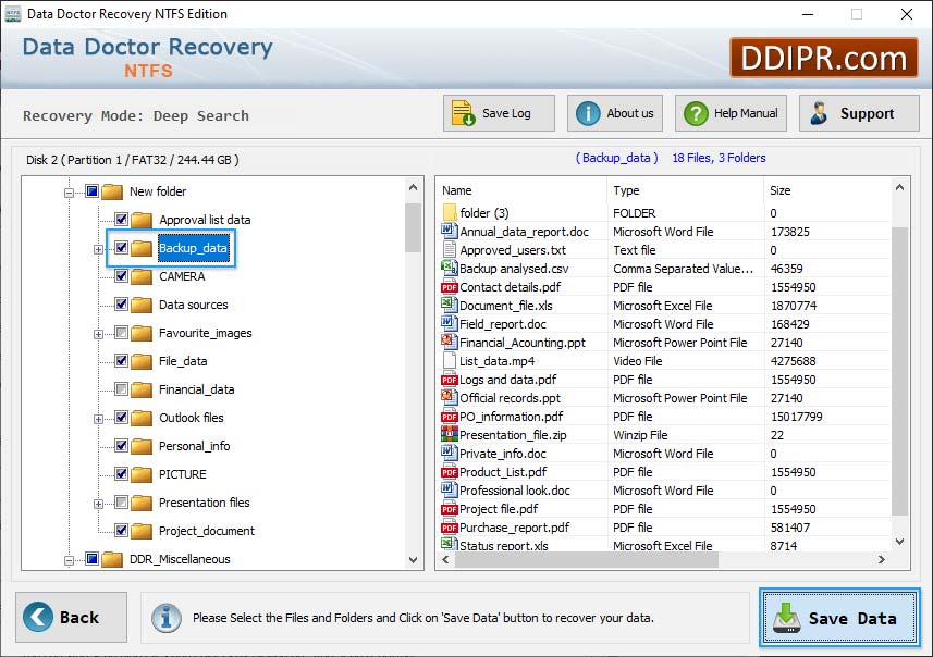 NTFS partition recovered data