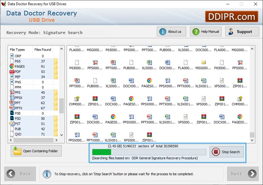 scanning sectors to recover files USB Drive Recovery Process
